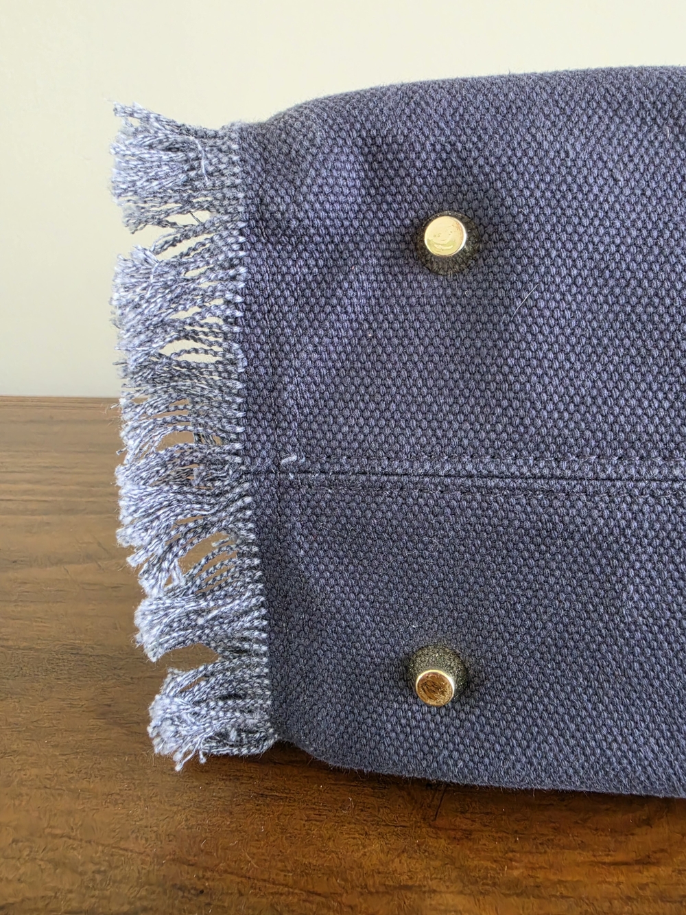 Melissa Odabash Navy Porto Cervo Fringed Mini Tote with Tan Leather Handles - Picture 3 of 14